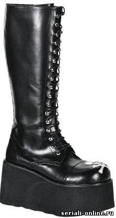 Dare Men's Knee High Platform Boots with Front Skull Design- from